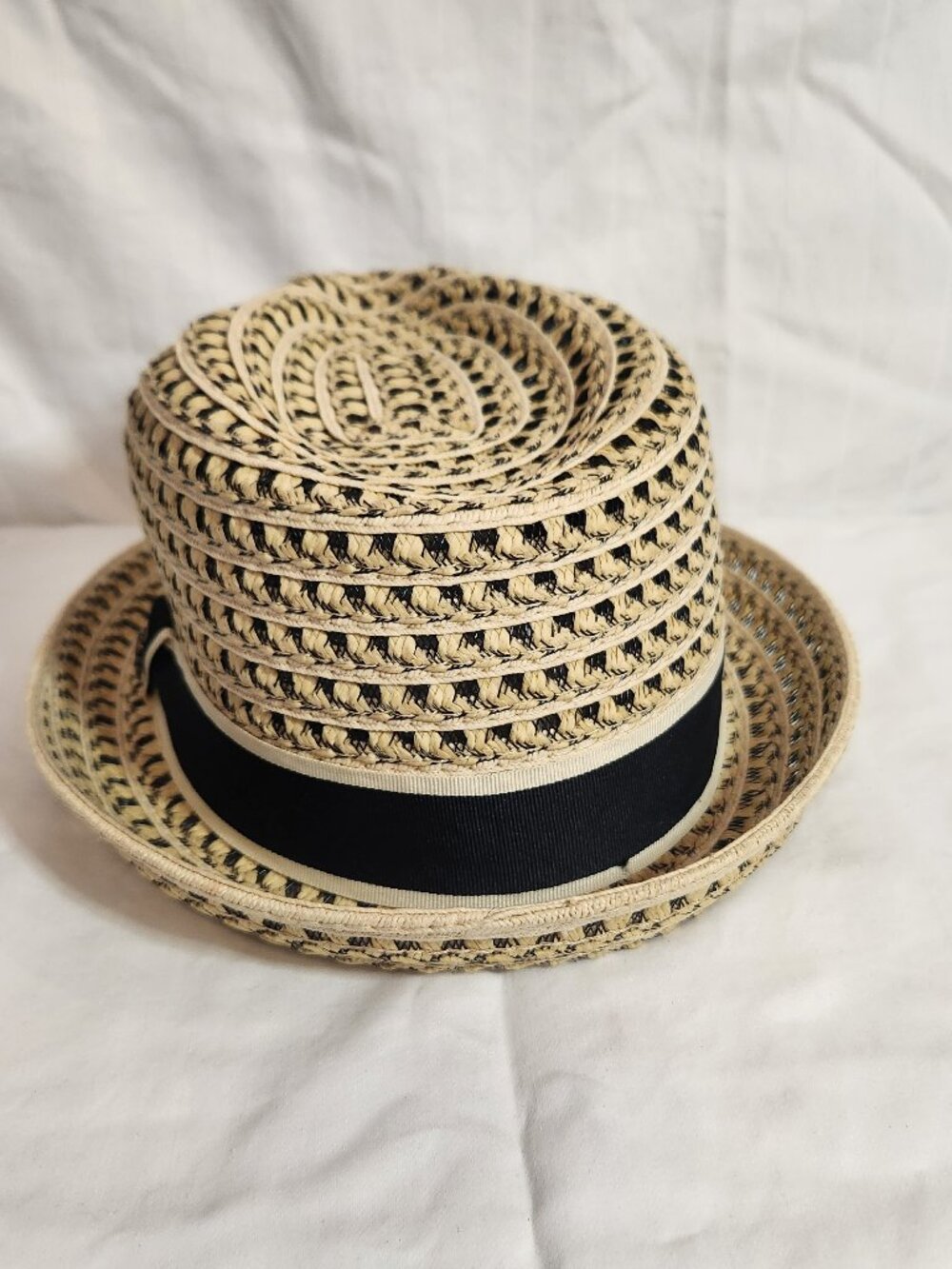 Tommy Bahama Woven Straw Fedora Hat XL Natural Black Band